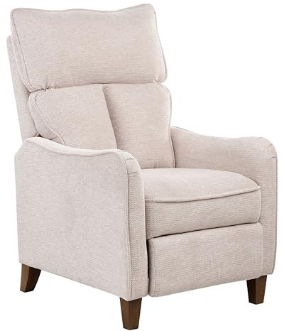 Beliani Fauteuil Inclinable en Tissu Beige Repose-Pieds et Dossier Réglable Rétro Royston