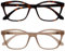 OPULIZE KAT Lesebrille - 2er-Pack - Cat-Eye Katzenaugen-Fassung - Braun, Taupe - Herren & Damen - Federscharniere - RR59-2U - +1.50