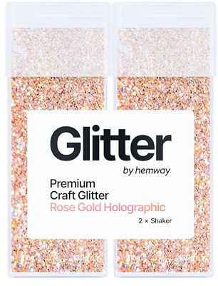 Hemway Premium Glitter Shakers - Rose Gold Holographic | 130g (2 Pack) Fine Metallic Flake Sequins for Resin & Epoxy Crafts | Craft Supplies for Tumblers, Festival, Face, Body, Eye & Nail Art