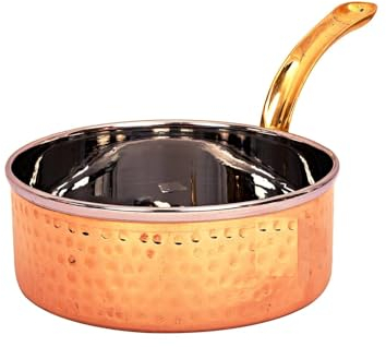 Stahlkupfer-Saucenpfanne mit Messinggriff, ideal für Serviergeschirr und Geschirr, Hotel-Restaurant, 15,2 cm Durchmesser