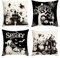 Artoid Mode Silhouette Schloss Baum Fledermaus Katze Geist Halloween Kissenbezüge 4er Set, 45x45 cm Hexe Grabstein Zierkissenbezug Cushion Cover Deko