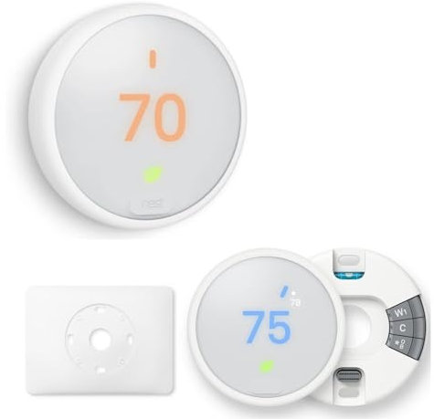 Google Nest Thermostat - Programmable Smart Learning Thermostat with Easy Installation and Trim Kit Bundle, White