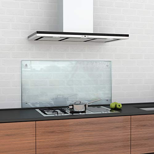 BIJON Spritzschutz Küche Küchenrückwand Glas, Herd Platte Wand, Küchenwand - Glasrückwand Mit 0mm Wandabstand, Klarglas 55 x 140 cm, Inkl. Montageset