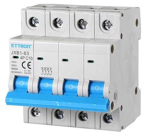 IXTRIMA Interruttore Magnetotermico Automatico 4P 10A 380V 6kA MCB C10 occupa 4 moduli DIN