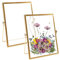 2 Stücke Bilderrahmen Glasrahmen für Gepresste Blumen, 15 X 20 cm Doppelseitiger Glasbilderrahmen Metall Desktop Fotorahmen Getrockneter Blumen Artwork Bild Display Halter, Gold