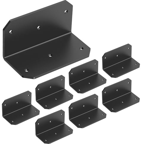 YogePote Verzinkte L-Halterung, 5,1 x 10,2 cm, 90-Grad-Eckstrebe für Holz, robuste Winkelhalterung für schwebende Regale, Möbel, Holzbalken, Zaun, Tisch, Bücherregal, Schrank, Deck (Schwarz, 8 Stück)