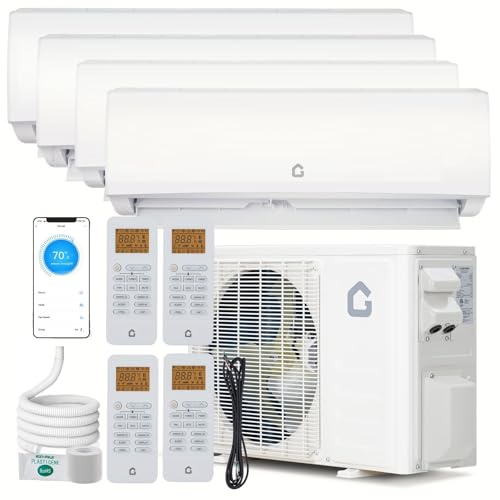 4 Zone 35,000 BTU Mini Split Air Conditioner and Heater, 19 SEER2 Ductless Multi Zone AC with Heat Pump, Wall Mounted, Ultra Quiet, Pre-Charged Condenser, 4 Lines 16.4 Ft, 208-230v