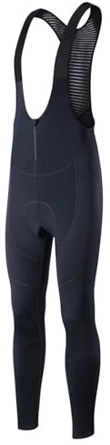 GOXQIT Salopette Ciclismo Calzamaglia con Bretelle da Ciclismo in Pile Termico Invernale Uomo Pantaloni Lunghi Imbottiti(Black02,S)