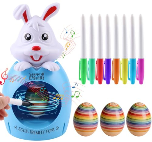 Mineup Ostereier Maschine, Osterei Dekorationsset, Ostereier Malmaschine, Oster Eier Dekos Kit Mit Eier-Malgerät Mit 8 Markern Und 3 Eiern, DIY Gemalte Deko Ostereie Für Kinder (Blau)