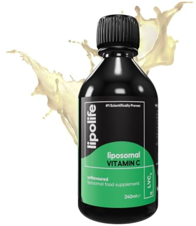 lipolife LVC2 Liposomal Vitamin C Liquid 240ml – High Strength, Soy-Free – 48 Days Supply, No Tablets, Proven Higher Absorption, Gluten-Free, Vegan, Immune & Collagen Support