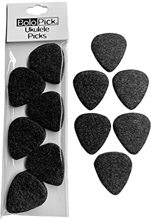 Ukulele Picks, BoloPick 12 Pack Original Recipe Black Felt Uke Picks for Ukulele, Guitar, Bass, Autoharp, Banjo