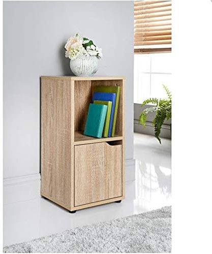 Saxony 2 Cubes Wooden small cube Storage unit wooden bookcase 1 door free standing Living Room, Home, Office Use Furniture to shelve dvd, books, magazines etc