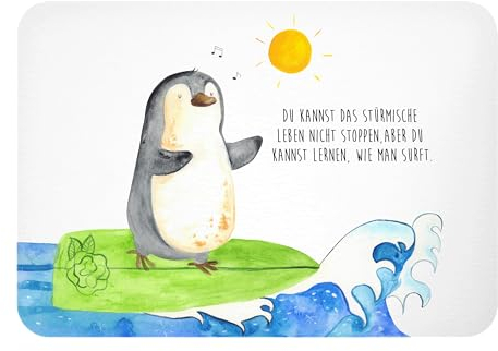 Mr. & Mrs. Panda Magnet Pinguin Surfer - Geschenk, Kühlschrankmagnet, Motivmagnete, Pinnwandmagnet, Urlaub, Souvenir Magnet, Pinguine, Wellen,
