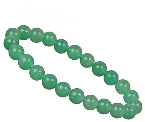 ELEDORO echtes Edelstein Perlen Armband - Natürliche Chakra Power Steine, Stretch Design, 8mm (Aventurin grün)