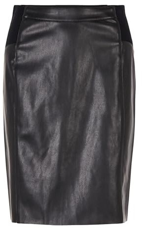 VERO MODA Vmbuttersia HW Coated Skirt Noos Gonna, Nero (Black Black), 46 (Taglia Produttore: Large) Donna