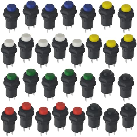 WMYCONGCONG 30 PCS 12 mm selbstsichernder verriegelnder Drucktastenschalter AC 250V / 1,5A 125V / 3A