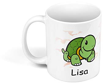 Sunnywall Personalisierte Kinder-Tasse aus Kunststoff mit Namen Riesige Auswahl an Motiven bruchsicher (Schildkröte Turtle 56)