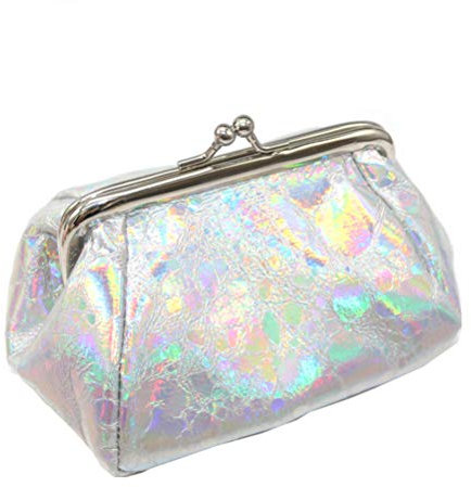 VALICLUD Pouches for Makeup Holographic Makeup Bag Travel Pouch Toiletry Bag Women Kiss Lock Cosmetic Storage Purse