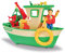 Smoby 109251074002 Sam Le Pompier - Bateau de Pêche Flottant - Grue Mobile + Treuil Mécanique - 1 Figurine Incluse Charlie Boot, grün, one Size