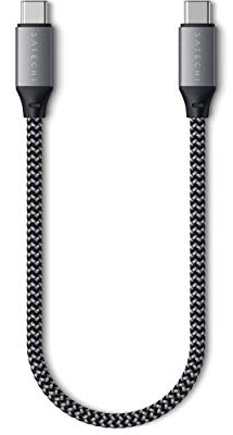 SATECHI Cable de Carga USB-C a USB-C con 25 cm de Longitud, Resistente y duradero, Compatible con MacBook Pro/Air M2/M1, iPad Pro/Air M2/M1, Mac Mini M2, iMac M1, iPhone Series 16/15 y más