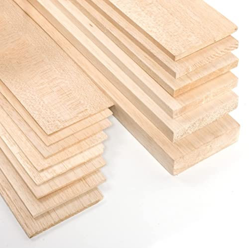 Materia Prima Madera de Balsa para Manualidades y Proyectos de Arte. Tabla de Madera Ligera para Maquetas y Aeromodelismo. Plancha de Madera de Corte Fácil. Lámina de 10 x 100 cm. Grosor 15 mm