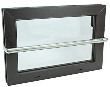 Kellerfenster braun 100 x 50 Isolierverglasung mit Komplett Set Sicherheitsstange und Montagematerial