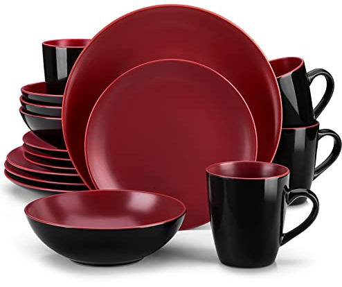 Kombiservice Steingut, vancasso BACCHE 16-teiliges Geschirrset, modernes Tafelservice für 4 Personen, Vintage