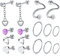 D.Bella 16er 16G Tragus Piercing Ohr Helix Knorpel Cartilage Piercing Chirurgenstahl CZ Opal Marmor Hufeisenring Ohrstecker Fake Ohrring Piercing Schmuck