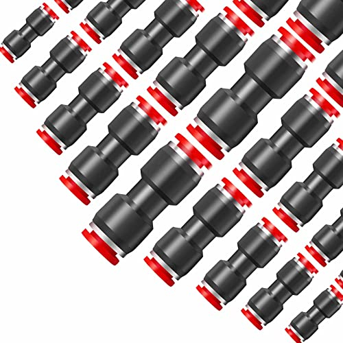 Pronese Pneumatische Luftleitungsarmaturen aus Kunststoff, Schnellspanner, 4/6/8/10/12 mm, gerade Druckverbinder für 5/32 1/4 5/16 3/8 1/2 Rohr, 2-Wege-Push-to-Connect-Armaturen-Set, 70 Stück