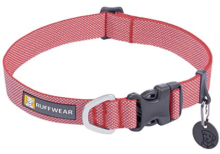 RUFFWEAR Hi & Light Dog Collar, Ultra Strong & Lightweight, Strong Tubelok Webbing, Aluminium Lead Attachment Ring & Side-Release Buckle, Stylish Neck Wear Accessory, Salmon Pink (Large, 51-66 cm)