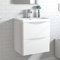 Acezanble 500mm Bathroom Vanity Unit with Basin Gloss White Cloakroom Sink Unit Wall Hung Two Drawers