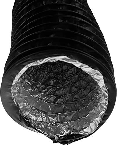 Vent Systems Ø125mm 1m Schwarz Lang Aluminium Abluftschlauch – Luftschlauch ist Flexibel, PVC, Wärmeisolierung – Universell Flex-Schlauch für Heizung, Klimaanlage, Trockner, Belüftungssystem