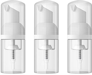 LONGWAY Travel Size Foam Pump Bottle,Mini Empty Pump Bottle Dispenser(30ml,1 fl oz) (White+Clear)