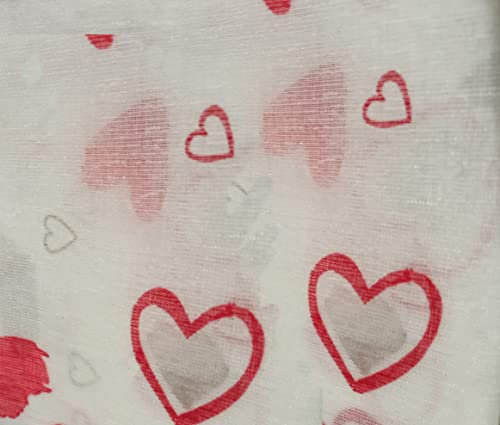 Home Tresor - Tende Cameretta Bambini | Coppia Tendine Semi Trasparenti Camera da letto Bambina con Fantasia Cuori Stampati Mod. Nadia 2 Pezzi (45 x 240 cm, Rosso)