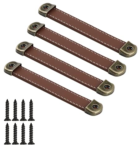 CONPHERON 4 pièces rétro poignées en cuir poignées de meubles poignée de porte poignées de tiroir armoire vintage boutons de portes cuir tirer placards de poignées 128mm