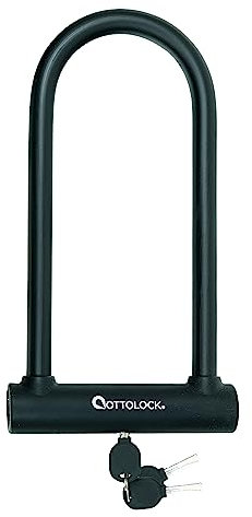 OTTOLOCK Sidekick XL Full-Size U-Lock | Lightweight Silicone-Coated Bike Lock, Black