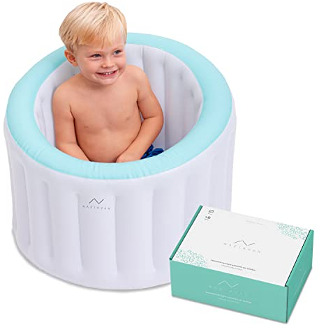 Vaschetta Bagnetto Bambini 6 mesi - 4 anni, Gonfiabile e Pieghevole, Seduta Interna, Risparmio Acqua - Nazikvan