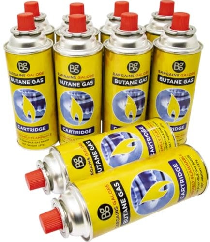 12 Butane Gas Bottles Canisters Portable Cooker Chef BBQ Cylinders Refill Tins Bottle | EN417 220g | Suitable For Camping Stove, Heater Blowtorch, BBQ, Gas Weed | Camping Cooking Heating