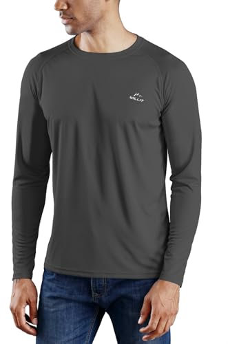 WILLIT UV Shirt Herren Rashguard Langarm Funktionsshirt für Schwimmen Surfen Angeln Wandern Atmungsaktiv Schnell Trocknend Sonnenschutz Sportshirt Dunkelgrau M