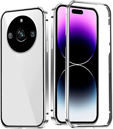 Compatible con funda Realme 11 Pro Plus transparente con vidrio templado, funda Realme 11 Pro Plus antigolpes 360 grados con protector de pantalla integrado Rugged doble Bumper protectora Case