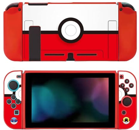 Schutzhülle für Schalterkonsole und Joy Cons, robust, strapazierfähig, TPU-Gummi, Rot / Weiß