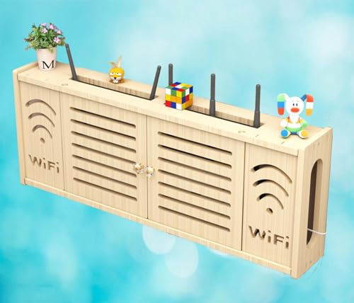 Caja para Router Cajas WiFi Caja Esconde Router Cajas para Guardar El WiFi Estanteria Pared,C-71x28cm