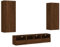 vidaXL Wohnwand 5-TLG., Schrankwand mit viel Stauraum, Wandmontage Anbauwand Fernsehschrank, Wohnzimmer Set Wandschrank, Braun Eichen-Optik Holzwerkstoff