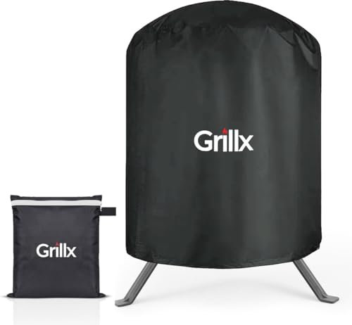 GrillX Kamado BBQ Abdeckhaube – 13 Zoll wasserdichte Rundabdeckung mit Kordelzug – Robuste 420D Oxford Polyester Grillabdeckung – Wetterfeste Abdeckung mit Aufbewahrungstasche