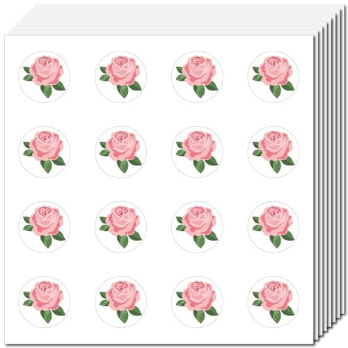 CREATCABIN 128 pièce 8 feuilles D'Autocollants Roses en Forme Petite Fleur Auto-Adhésifs Imperméables Plastique pour Plantes,Autocollants Planificateur pour Scrapbooking,Enveloppe,Journal,Casque,2.5cm