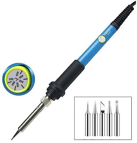 Kit saldatore, Ferri da stiro elettrici da 60w, ferro da stiro regolabile con temperatura di saldatura, punta di ferro for saldatore a matita termica con impugnatura mini per metallo, elettrico, fai d
