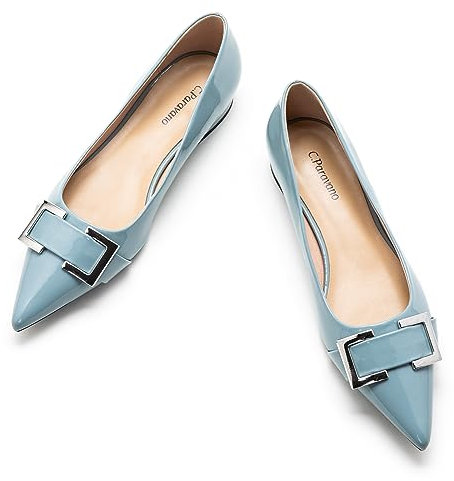 C.Paravano Flache Schuhe für Damen Flach Damen Ballerinas Spitze Flache Schuhe – Bequeme und Elegante Flats für Alltag und Freizeit(38.5,Blau)
