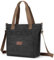 zhongningyifeng Damen Canvas Tote A4 Handtasche mit Reißverschluss Umhängetasche für Einkaufen Reisen Arbeit (black)
