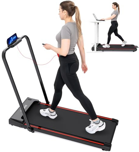 CITYSPORTS Folding Treadmills For Home,1-12KM/H Under Desk Treadmill,Portable Walking Pad Treadmill With Remote Control and LED Display, 1400W Motor,Non-Assembly (Black)