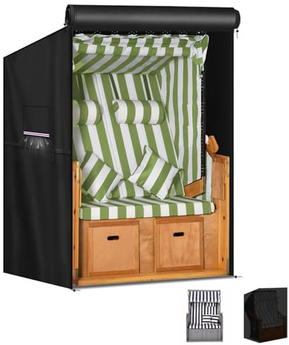 LAMUNI Housse Chaise Jardin Exterieur Housse de Chaise de Plage Imperméable Housse de Protection pour Chaise de Plage, 420D Tissu Oxford Bache de Protection pour Cabine de Plage, 120x90x160/145cm